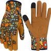 Leather Gardening Gloves for Women Thorn Proof Garden Gloves Touch Screen Working Gloves Gifts  Medium
