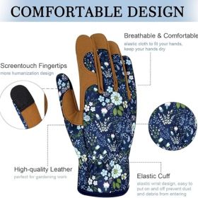 Leather Gardening Gloves for Women Thorn Proof Garden Gloves Touch Screen Working Gloves Gifts  Medium (Color: Colorg)
