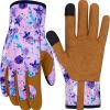 Leather Gardening Gloves for Women Thorn Proof Garden Gloves Touch Screen Working Gloves Gifts  Medium