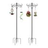 Outdoor Shepherds Hook Adjustable Height Metal Garden Hanger with 5-Prong Base & Double Hooks for Bird Feeders, Lanterns