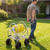 Garden Hose Reel Cart 300 Feet Large Capacity with 4 Wheels and Storage Basket