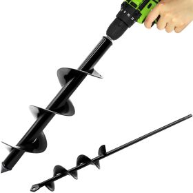 Auger Drill Bit 2x14.6inch Garden Plant Flower Bulb Auger Rapid Planter Bulb & Bedding Plant Auger for 3/8" Hex Drive Earth Drill Fence Post Umbrella (size: 1.6"x16.5"+3.5"x16")