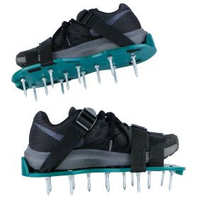 1Pair Lawn Aerator Shoes Grass Aerating Spike Sandal Heavy Duty Aerator Shoes w/ Adjustable Straps for Lawn Garden (Color: Green, size: One size)