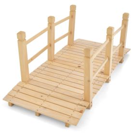 5 Feet Wooden Garden Bridge - 100% Fir Wood Construction, Easy Assembly with Hardware, Ideal for Backyard/Gravel Road/Farm (default: default title)