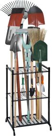 Garden Tool Organizer with Storage Hooks, Yard Tool Tower Rack for Garage Organization and Storage, Up to 35 Long-Handled Tools (Color: A Style)