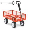 Garden Cart, 900 LBS, Heavy Duty Steel Yard and Garden Utility Wagon with 10-Inch Tires, Outdoor Gardening Stool with Adjustable Handle