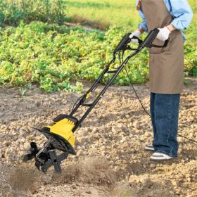 10 Amp Electric Tiller - 380 RPM Garden Cultivator with 4 Blades, 14" Working Width & Foldable Handle (title: default title)