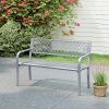 50 Inches Outdoor Garden Bench with Geometric Lattice Backrest and Slatted Seat