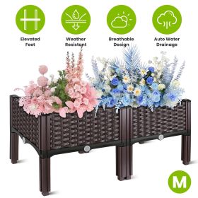 Outdoor Raised Garden Bed with Legs Elevated Planter Box with Self-watering System for Garden Patio Balcony Vegetables Flowers Herbs PP Plastic Box Ea (Type: M)