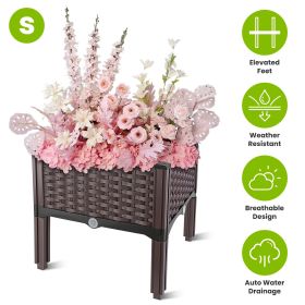 Outdoor Raised Garden Bed with Legs Elevated Planter Box with Self-watering System for Garden Patio Balcony Vegetables Flowers Herbs PP Plastic Box Ea (Type: S)