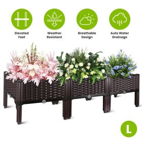 Outdoor Raised Garden Bed with Legs Elevated Planter Box with Self-watering System for Garden Patio Balcony Vegetables Flowers Herbs PP Plastic Box Ea (Type: L)
