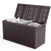 90gal Outdoor Garden Plastic Storage Deck Box Chest Tools Cushions Toys Lockable Seat