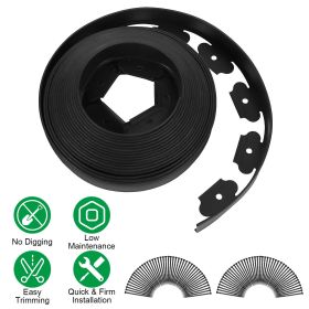 32.8FT/60FT/100FT Options -- 1Pc No-dig Garden Edging Kit Plastic Garden Border with 30/54/90Pcs Stakes 2In Tall Border Edging for Garden Lawn Yard Fl (size: 100FT)