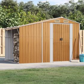 Garden Shed Light brown Galvanized steel, Polypropylene Large (Color: Brown)