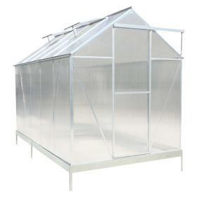 6.3'*10.2'*7' Polycarbonate Greenhouse, Heavy Duty Outdoor Aluminum Walk-in Green House Kit with Rain Gutter, Vent and Door for Backyard Garden (Color: as Pic)