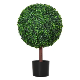 23.5" Artificial Boxwood Topiary Ball Tree, Fake Decorative Plant, Nursery Pot Included for Home, Balcony, Backyard and Garden (Color: Green)