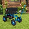 1PC Rolling Garden Cart with Height Adjustable Swivel Seat and Storage Basket