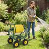 Garden Hose Reel Cart 300 Feet Large Capacity with 4 Wheels and Storage Basket