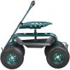 Garden Cart Rolling Workseat with Wheels, Gardening Stool for Planting, 360 Degree Swivel Seat, Wagon Scooter with Steering Handle & Utility Tool Tray