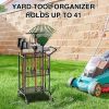 Garden Tool Organizer with Storage Hooks, Yard Tool Tower Rack for Garage Organization and Storage, Up to 35 Long-Handled Tools