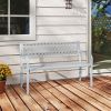 50 Inches Outdoor Garden Bench with Geometric Lattice Backrest and Slatted Seat