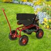 1PC Rolling Garden Cart with Height Adjustable Swivel Seat and Storage Basket