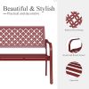 Outdoor Garden Bench with Anti-Rust Metal Powder Coated Frame, Patio Bench for Front Porch Park