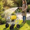 Garden Hose Reel Cart 300 Feet Large Capacity with 4 Wheels and Storage Basket