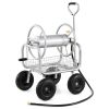 Garden Hose Reel Cart 300 Feet Large Capacity with 4 Wheels and Storage Basket