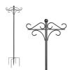 Outdoor Shepherds Hook Adjustable Height Metal Garden Hanger with 5-Prong Base & Double Hooks for Bird Feeders, Lanterns