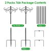 Outdoor Shepherds Hook Adjustable Height Metal Garden Hanger with 5-Prong Base & Double Hooks for Bird Feeders, Lanterns