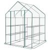 Mini Walk-in Greenhouse with PE Cover, 8-Shelf Indoor Outdoor Plant Gardening Green House for Garden Backyard, 56" x 56" x 77", White