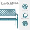 Outdoor Garden Bench with Anti-Rust Metal Powder Coated Frame, Patio Bench for Front Porch Park